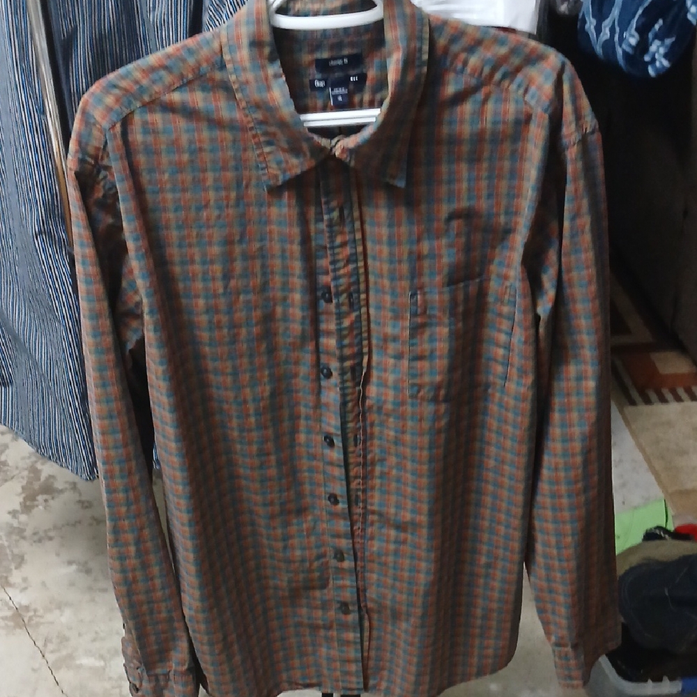 Gap Men's Brown Checkered Shirt